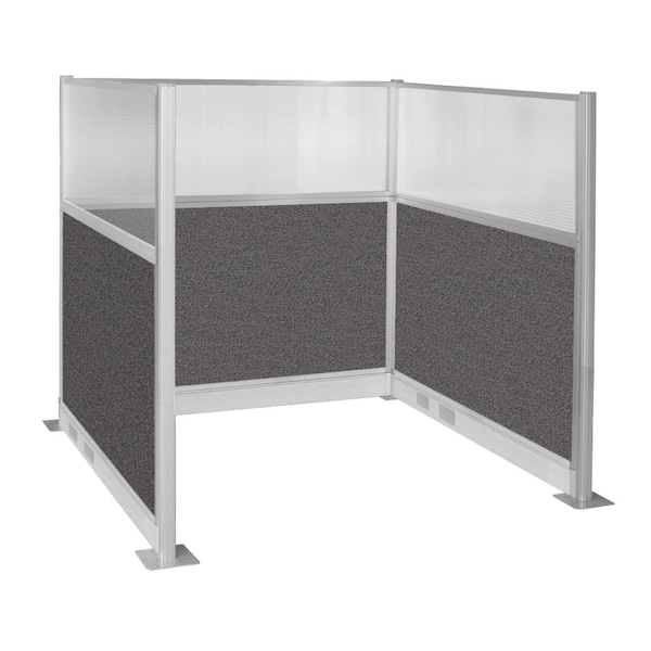 Versare Pre-Configured Hush Panel Electric Cubicle (U Shape) 6' x 6' W/ Window Charcoal Gray Fabric 1859363 - main